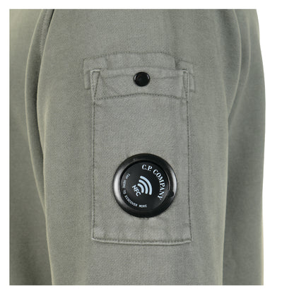 Brushed and Emerized Diagonal Fleece Lens Crewneck Sweatshirt Castor Grey