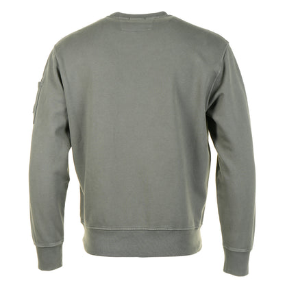 Brushed and Emerized Diagonal Fleece Lens Crewneck Sweatshirt Castor Grey