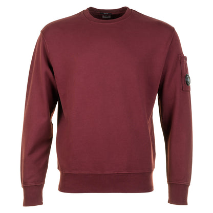Brushed and Emerized Diagonal Fleece Lens Crewneck Sweatshirt Andorra Red