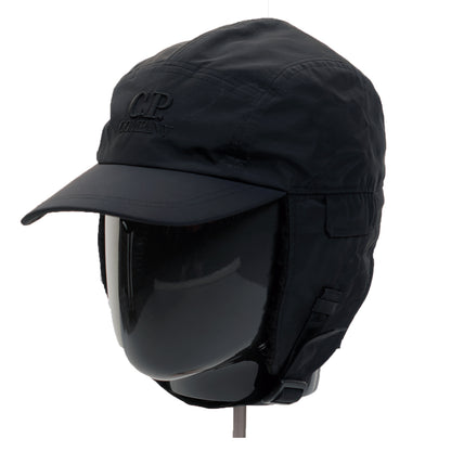 Embroidered Logo Trapper Baseball Cap Black