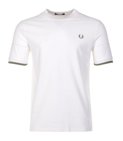 Tipped Cuff Pique T Shirt Light Ecru
