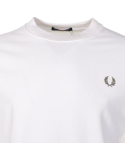 Tipped Cuff Pique T Shirt Light Ecru