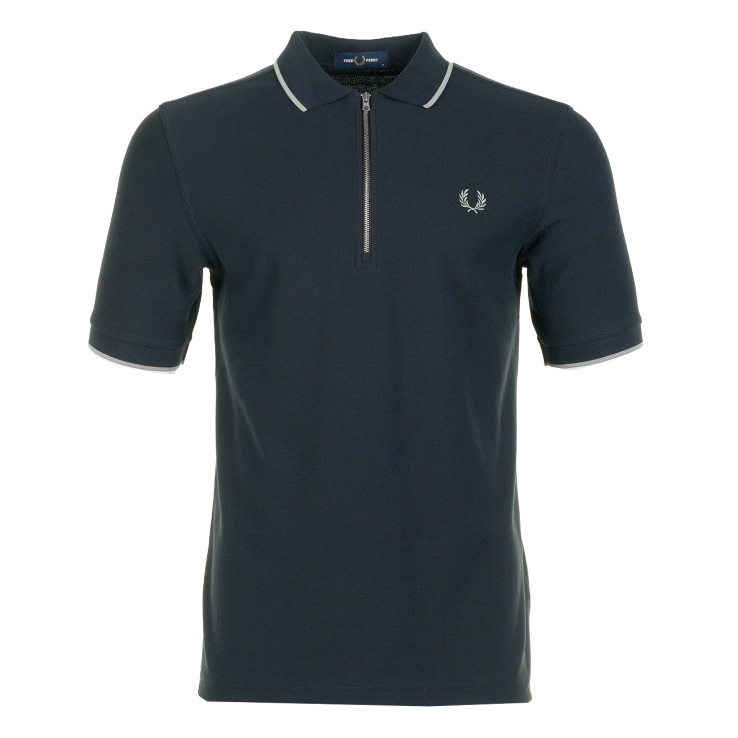 Fred Perry Crepe Pique Zip Neck Polo Shirt Navy