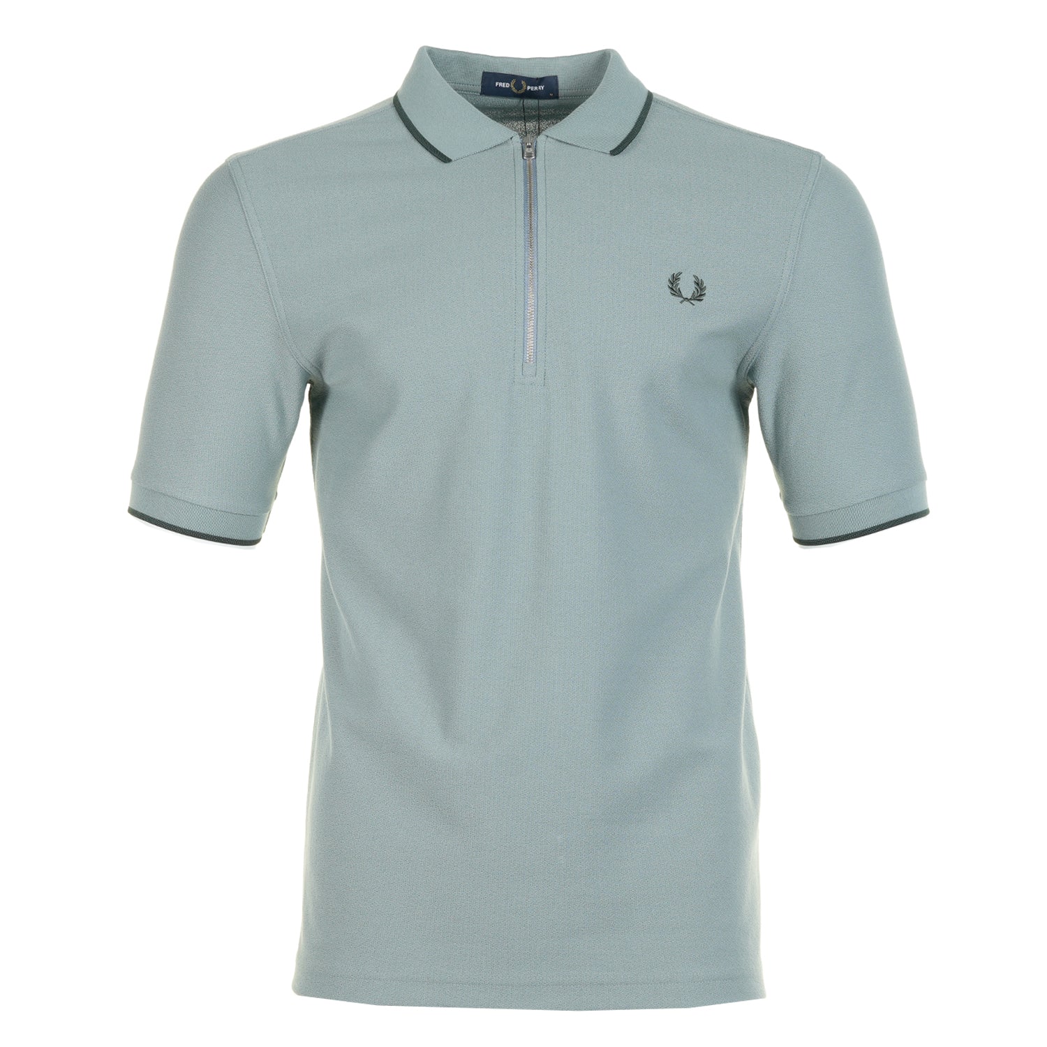 Crepe Pique Zip Neck Polo Shirt Stockport Blue