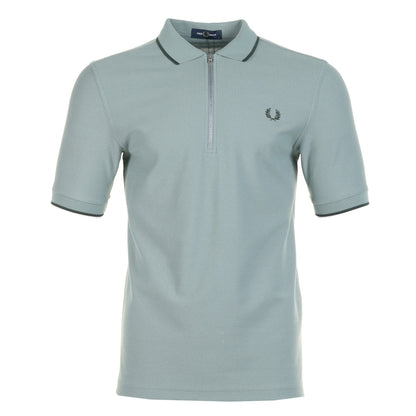 Crepe Pique Zip Neck Polo Shirt Stockport Blue