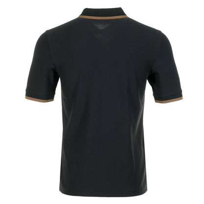 Crepe Pique Zip Neck Polo Shirt Black