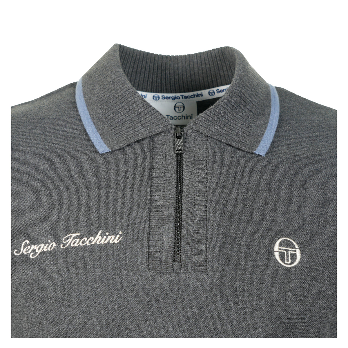 Davide Zip Polo Shirt Charcoal Marl