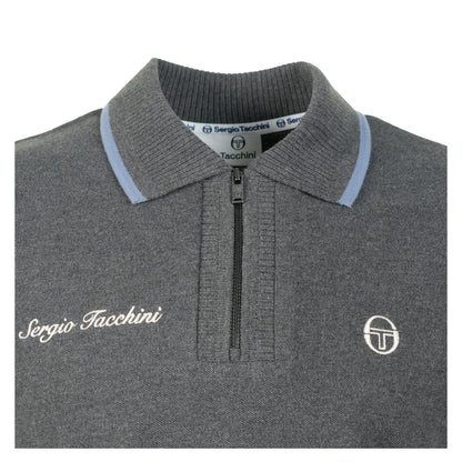 Davide Zip Polo Shirt Charcoal Marl