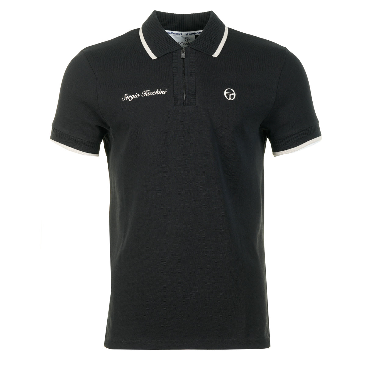 Davide Zip Polo Shirt Black