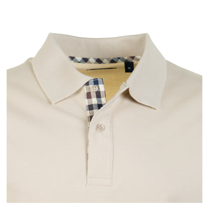Active Club Check Pique Sleeve Detail Polo Shirt Beige