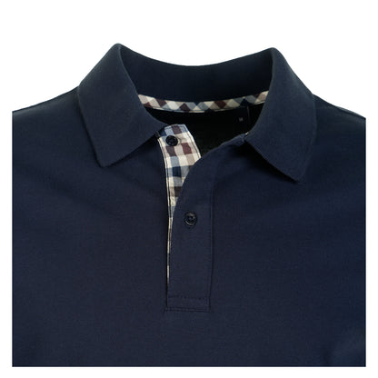 Active Club Check Pique Sleeve Detail Polo Shirt Navy