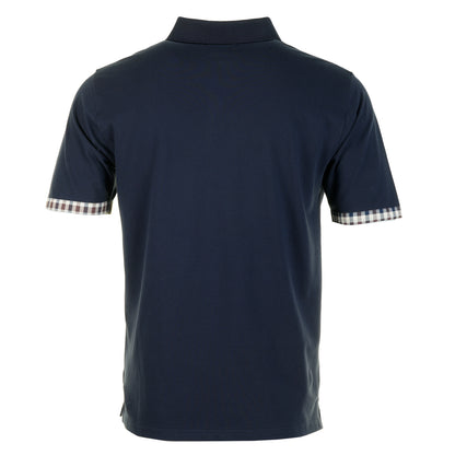 Active Club Check Pique Sleeve Detail Polo Shirt Navy