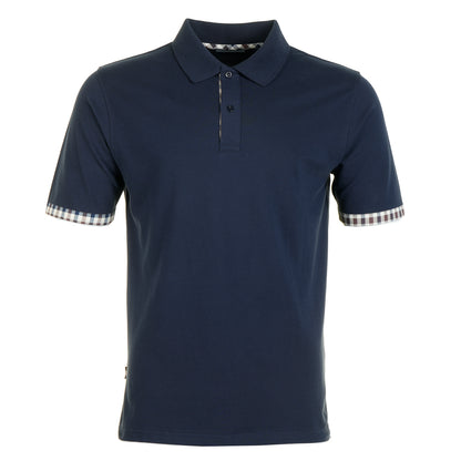 Active Club Check Pique Sleeve Detail Polo Shirt Navy