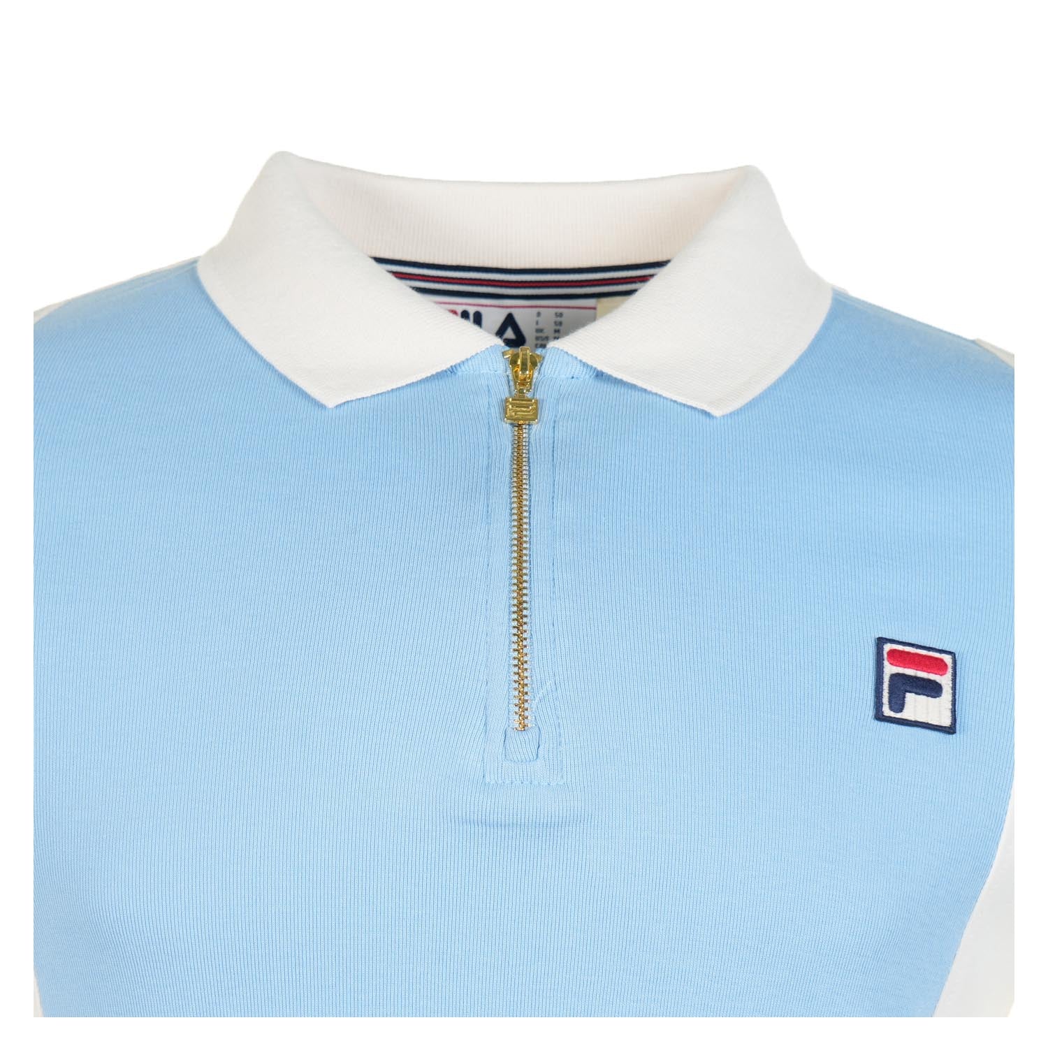 Pierro Short Sleeve Zip Polo Gardenia Frozen FJord