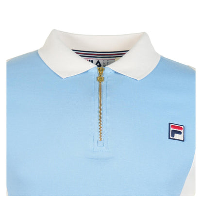 Pierro Short Sleeve Zip Polo Gardenia Frozen FJord