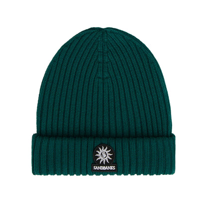 Badge Logo Merino Wool Beanie Emerald Green