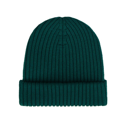 Badge Logo Merino Wool Beanie Emerald Green