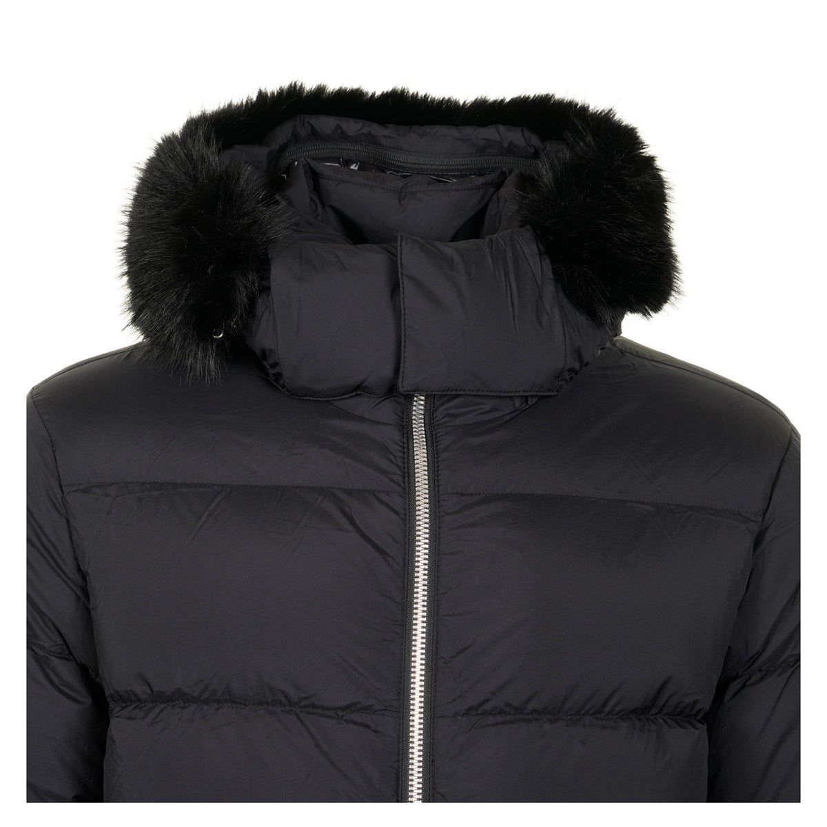 Everest 3Q Puffer Jacket Fur Hood Black
