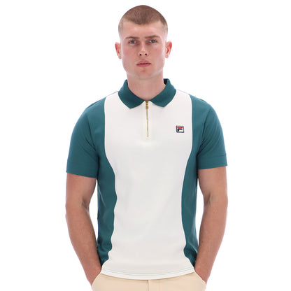 Man wearing Fila Pierro Short Sleeve Zip Polo Mediterranea Gardenia