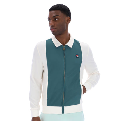 Model wearing Fila Tommaso Track Jacket Gardenia Mediterranea