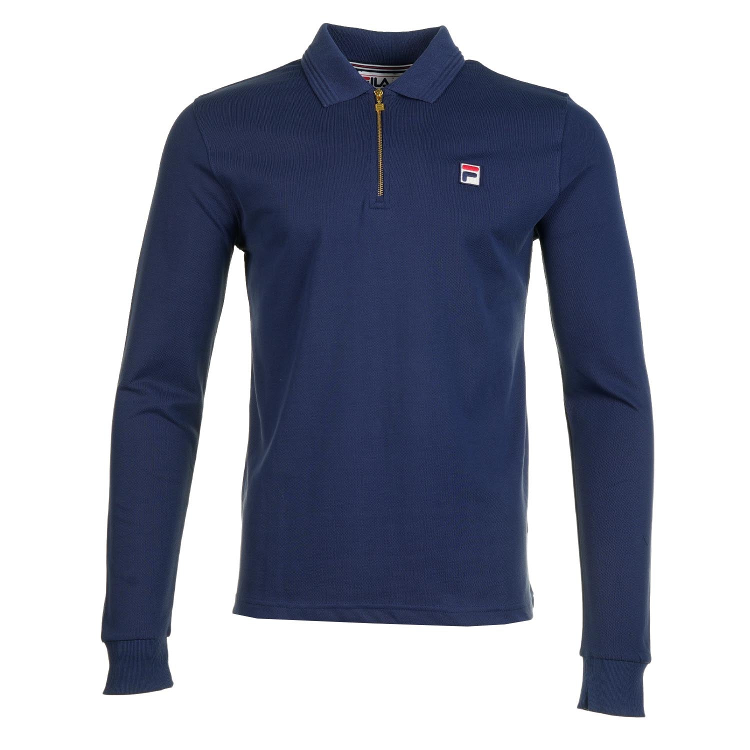 Fila Emiliano Long Sleeve Zip Polo Raised Tipping Navy