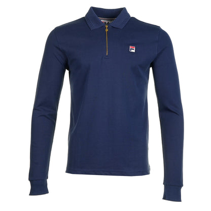 Fila Emiliano Long Sleeve Zip Polo Raised Tipping Navy