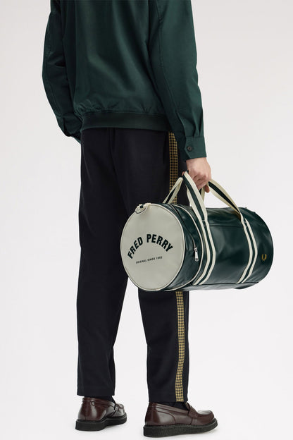 man holding Classic Barrel Bag Grassroots Ecru