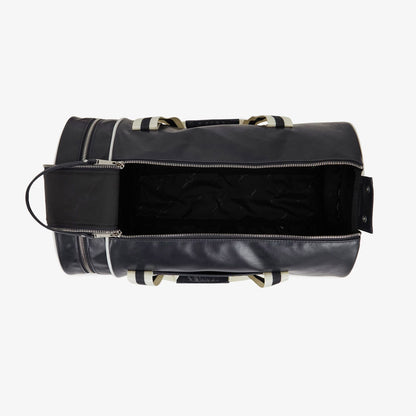 View from above of opened Fred Perry barrel bag
