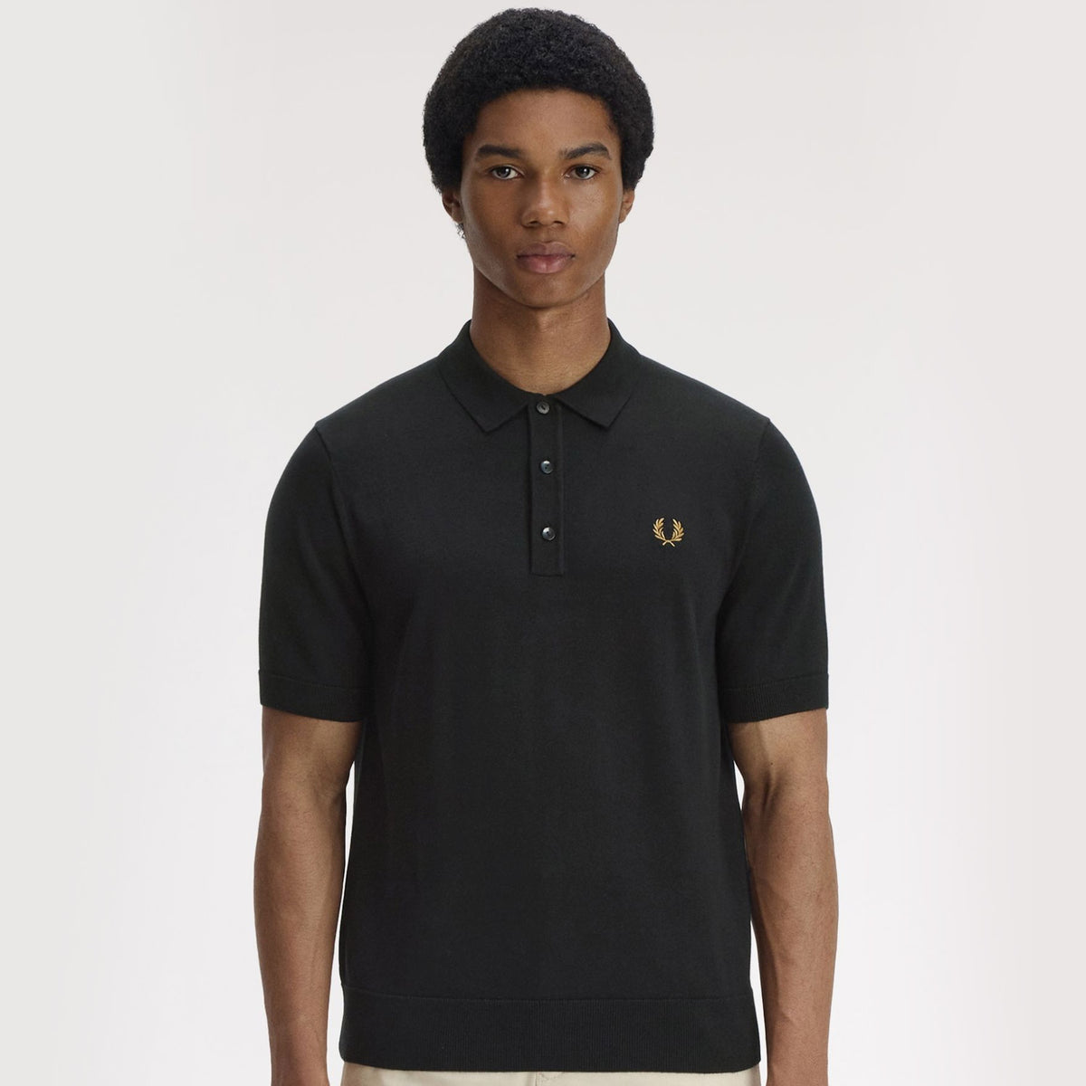 fred perry Short Sleeve Cotton Knitted Polo Shirt Black