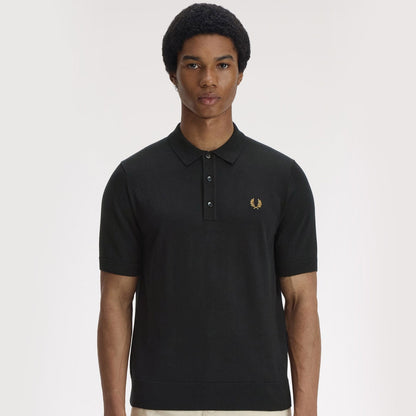 fred perry Short Sleeve Cotton Knitted Polo Shirt Black