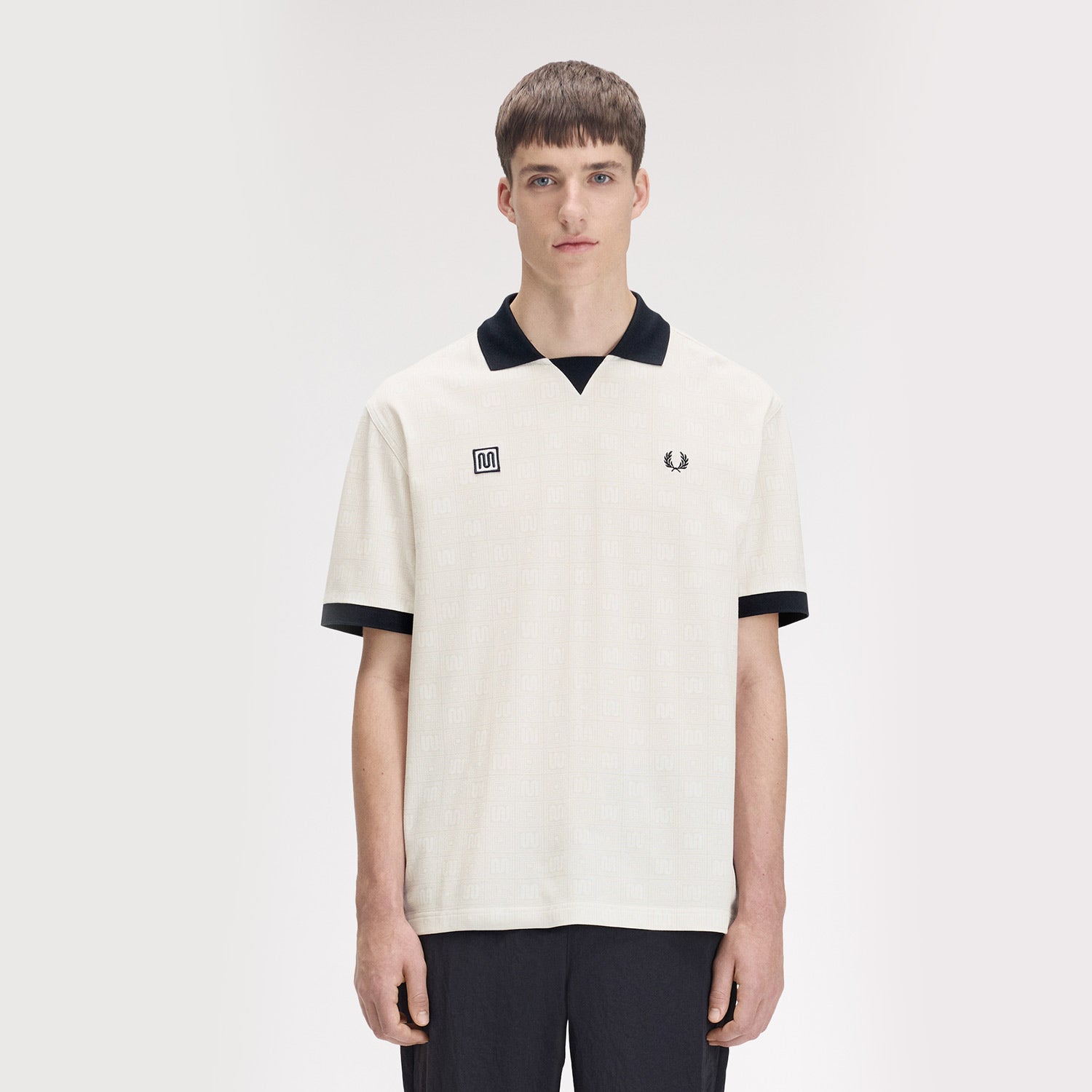 Fred Perry Meyba Printed Polo Shirt Ecru