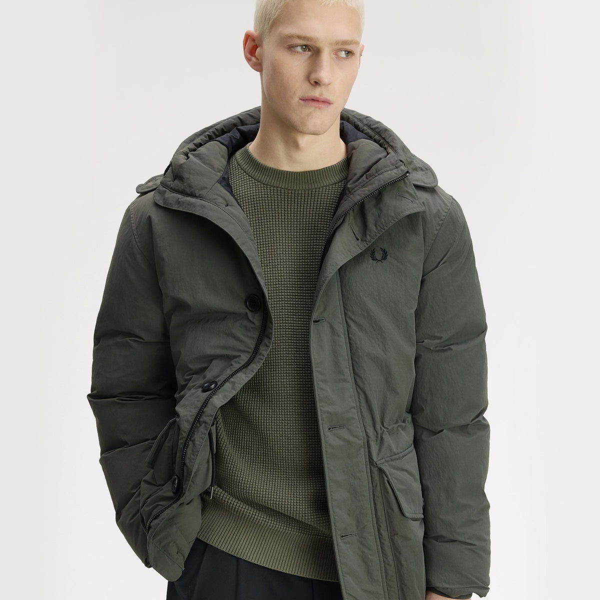 Padded Patch Pocket Parka Field Green
