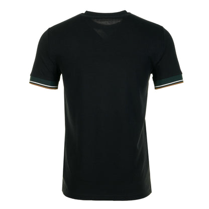 Tipped Cuff Pique T Shirt Black