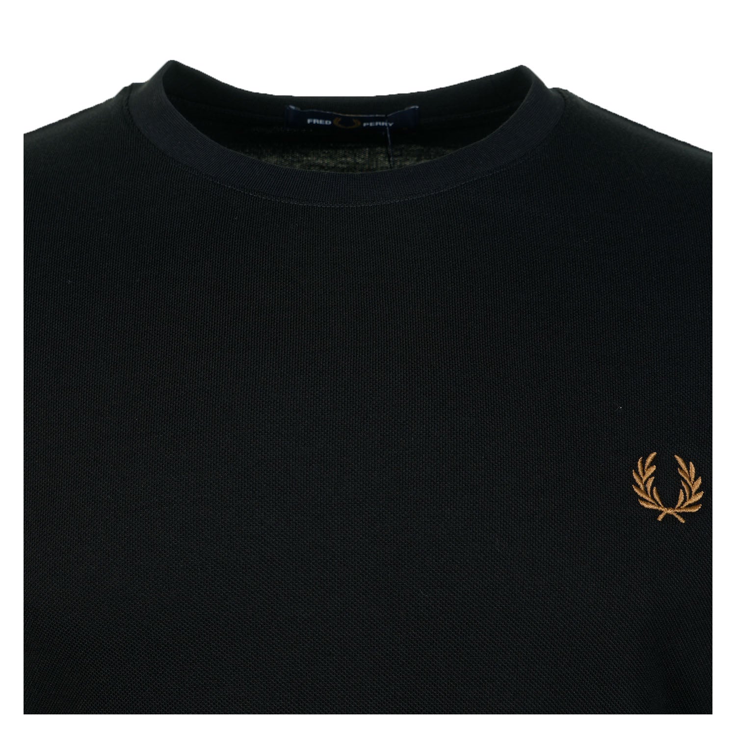 Tipped Cuff Pique T Shirt Black