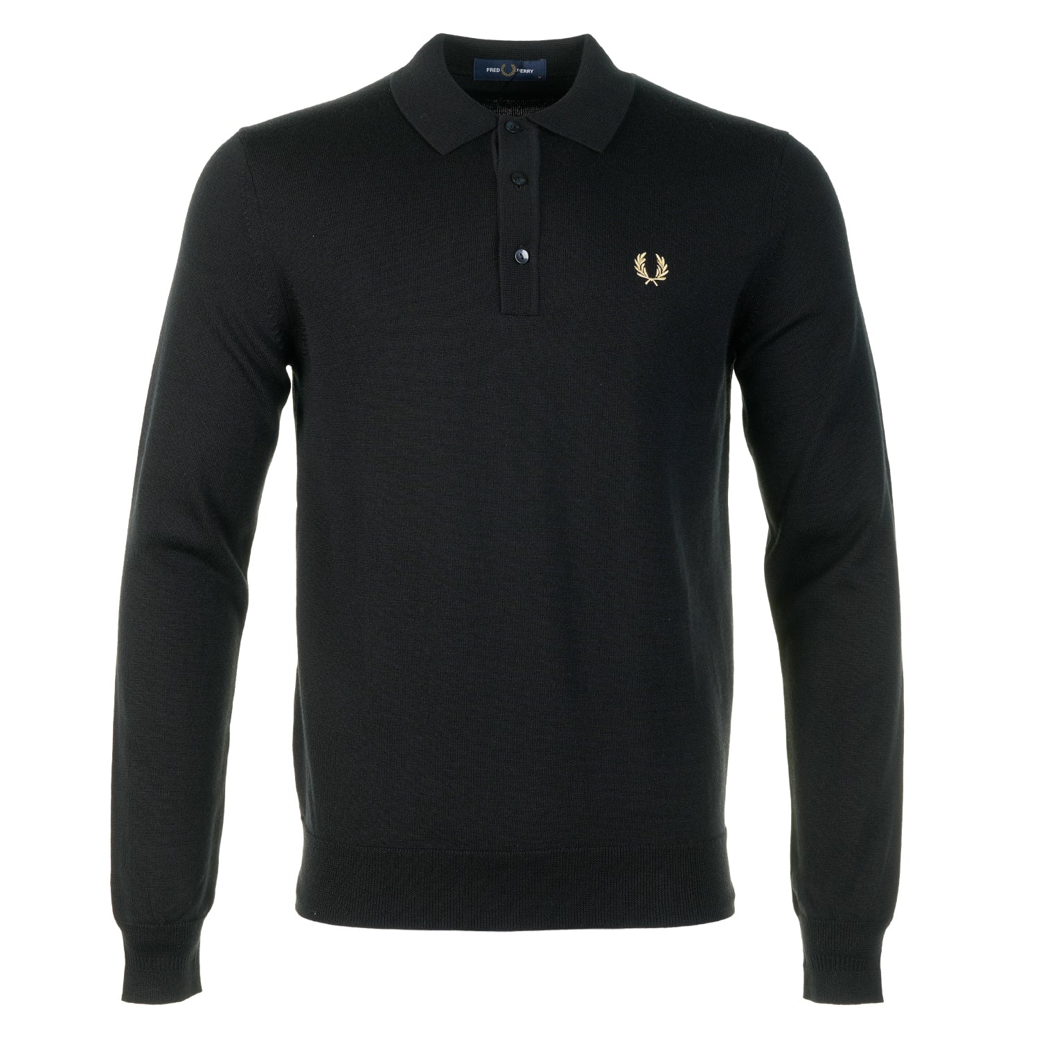 Knitted Long Sleeve Polo Shirt Black