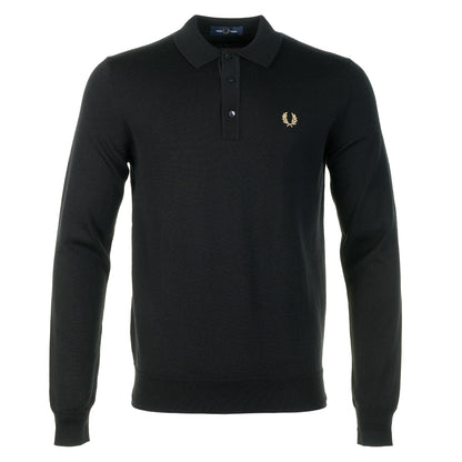Knitted Long Sleeve Polo Shirt Black