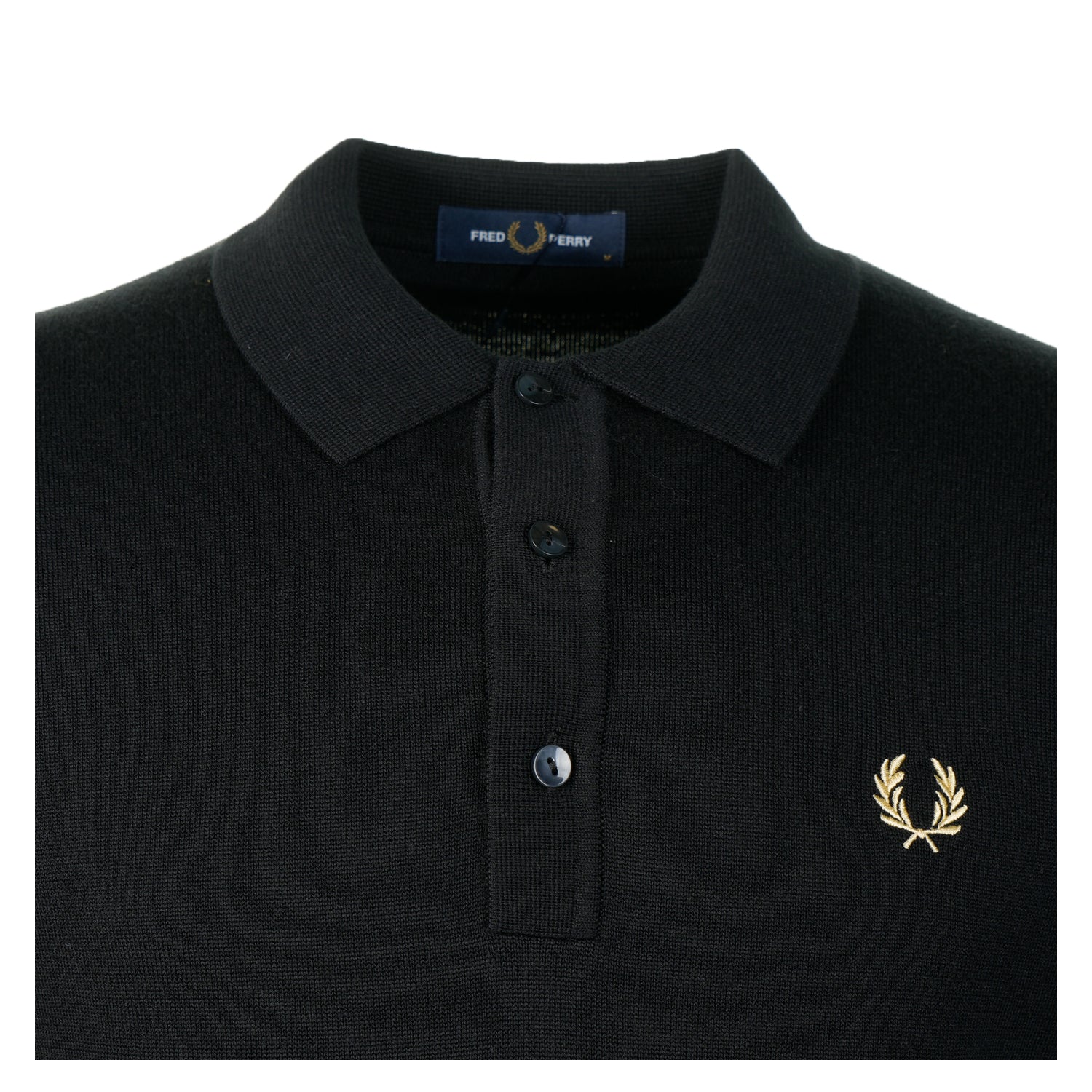 Knitted Long Sleeve Polo Shirt Black