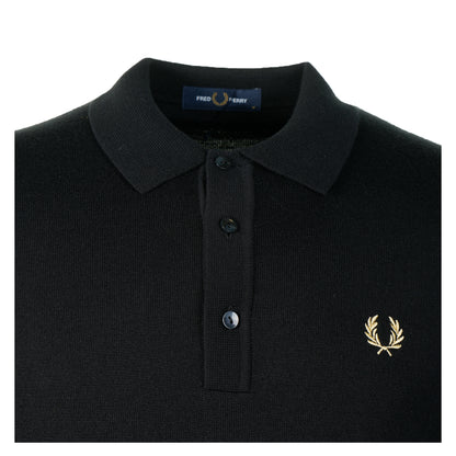 Knitted Long Sleeve Polo Shirt Black