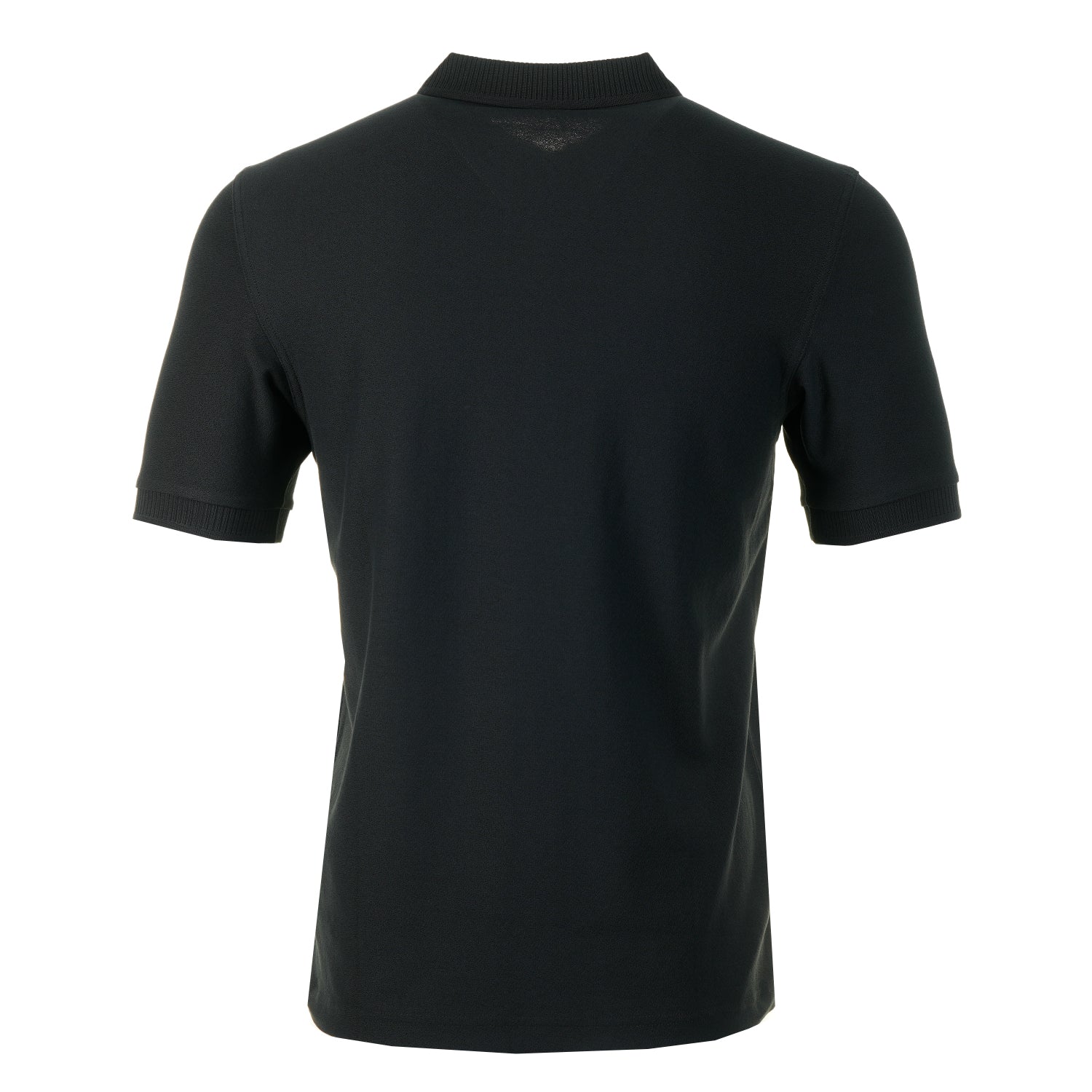 Crepe Pique Zip Neck Polo Shirt Black