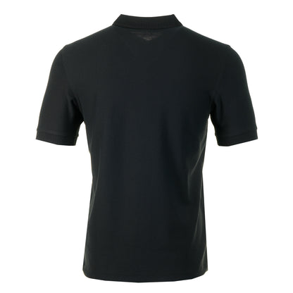 Crepe Pique Zip Neck Polo Shirt Black