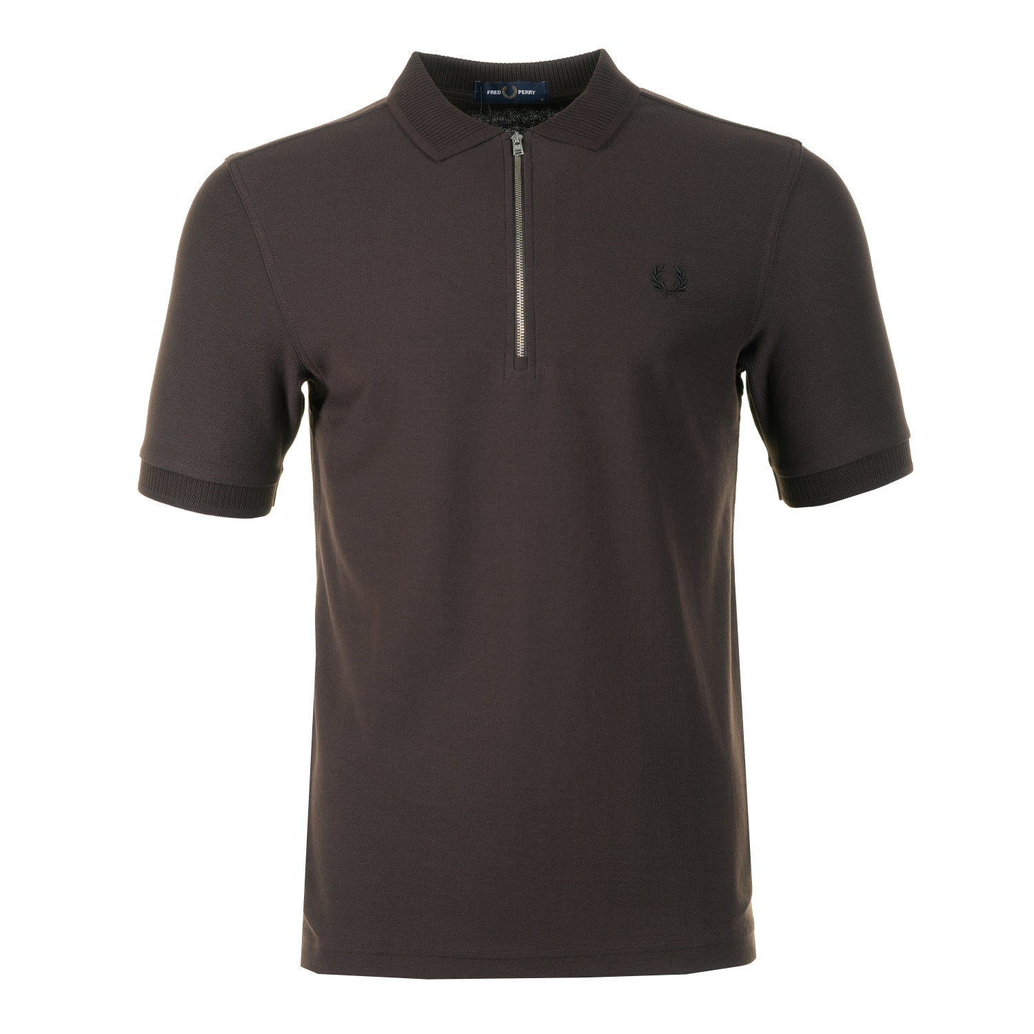 Crepe Pique Zip Neck Polo Shirt Rich Brown