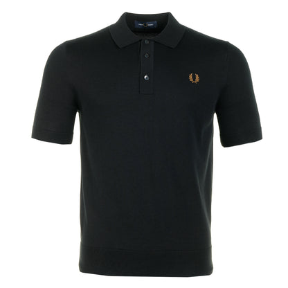 Short Sleeve Cotton Knitted Polo Shirt Black