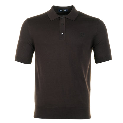Short Sleeve Cotton Knitted Polo Shirt Rich Brown
