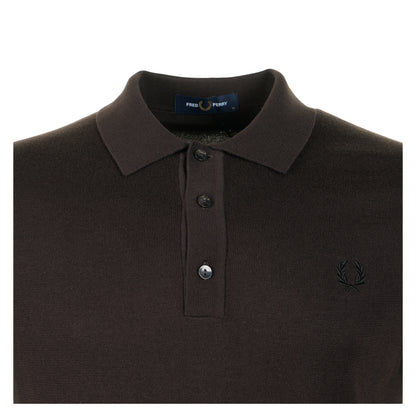 Short Sleeve Cotton Knitted Polo Shirt Rich Brown
