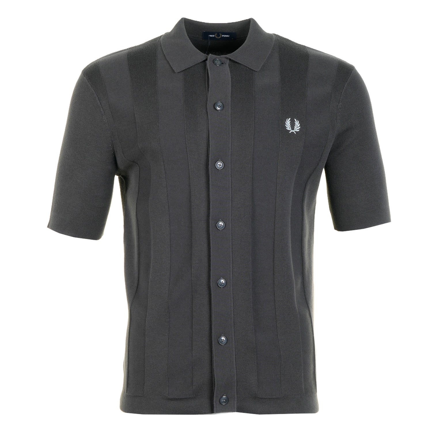 Knitted Tonal Vertical Stripe Shirt Anchor Grey