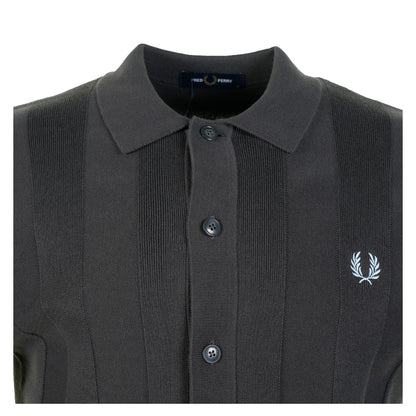 Knitted Tonal Vertical Stripe Shirt Anchor Grey