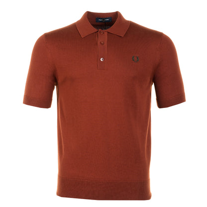 Short Sleeve Cotton Knitted Polo Shirt Brandy