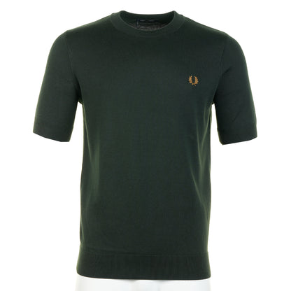 Short Sleeve Knitted Cotton T Shirt Night Green