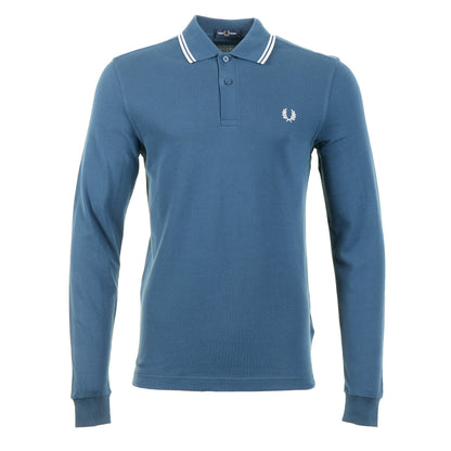 Long Sleeve Twin Tipped Polo Shirt Mod Blue / Slate