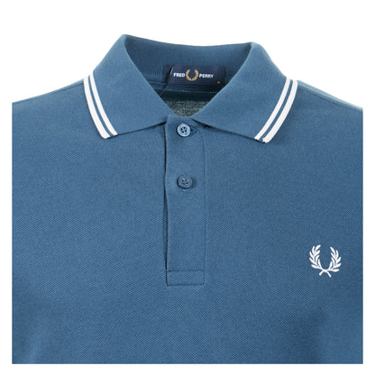 Long Sleeve Twin Tipped Polo Shirt Mod Blue / Slate